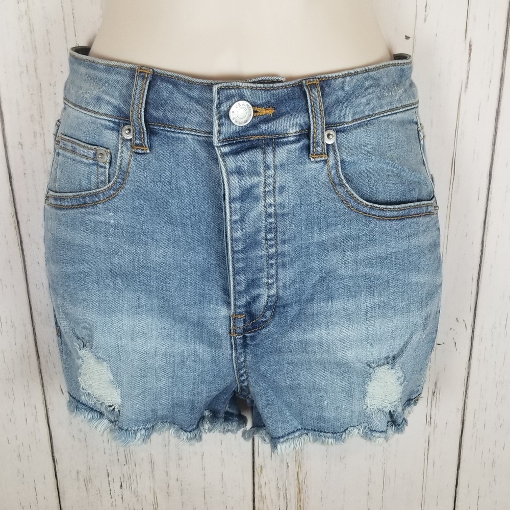 Denim Jean Shorts High Rise Distressed